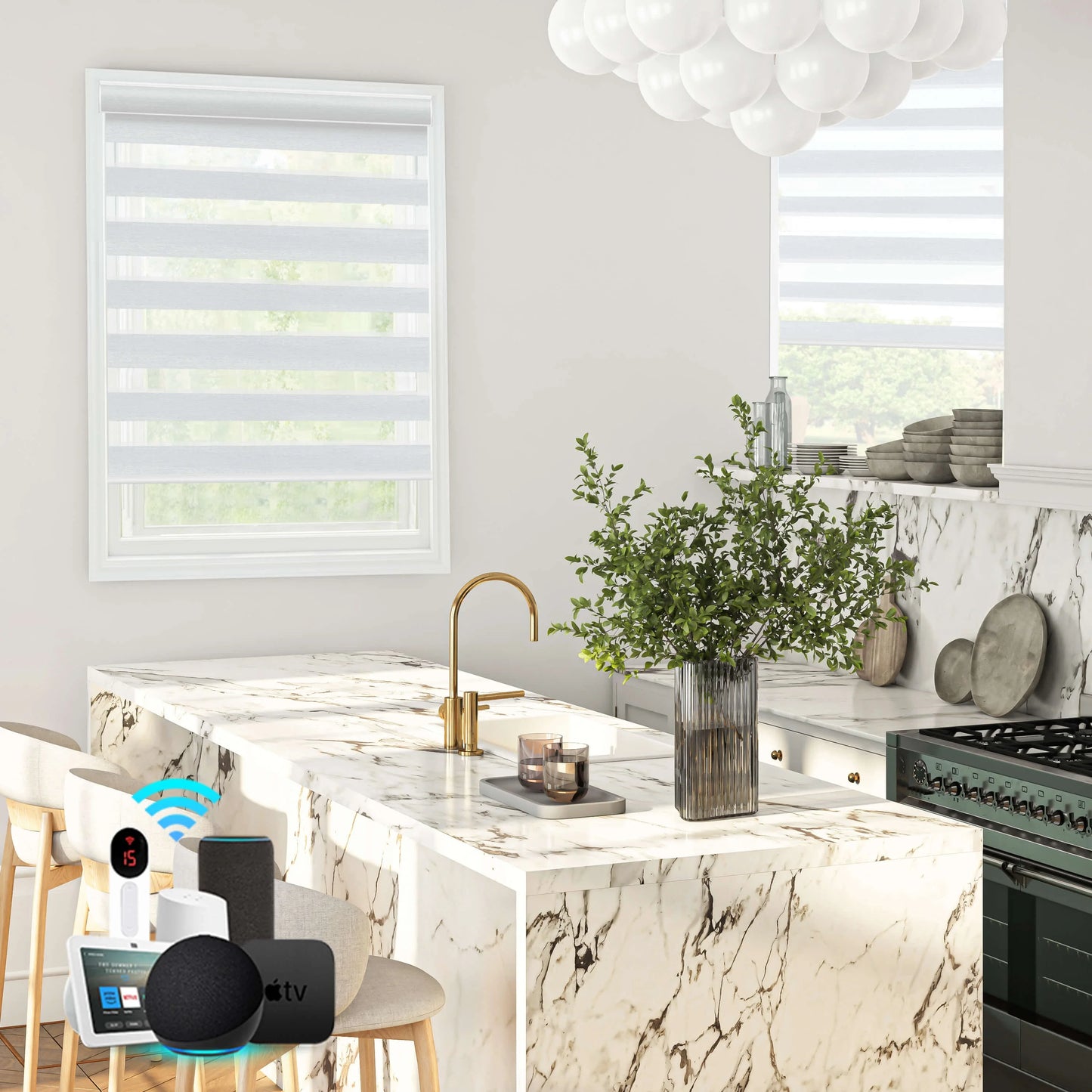 Motorized Zebra Roller Blinds 60% Blackout