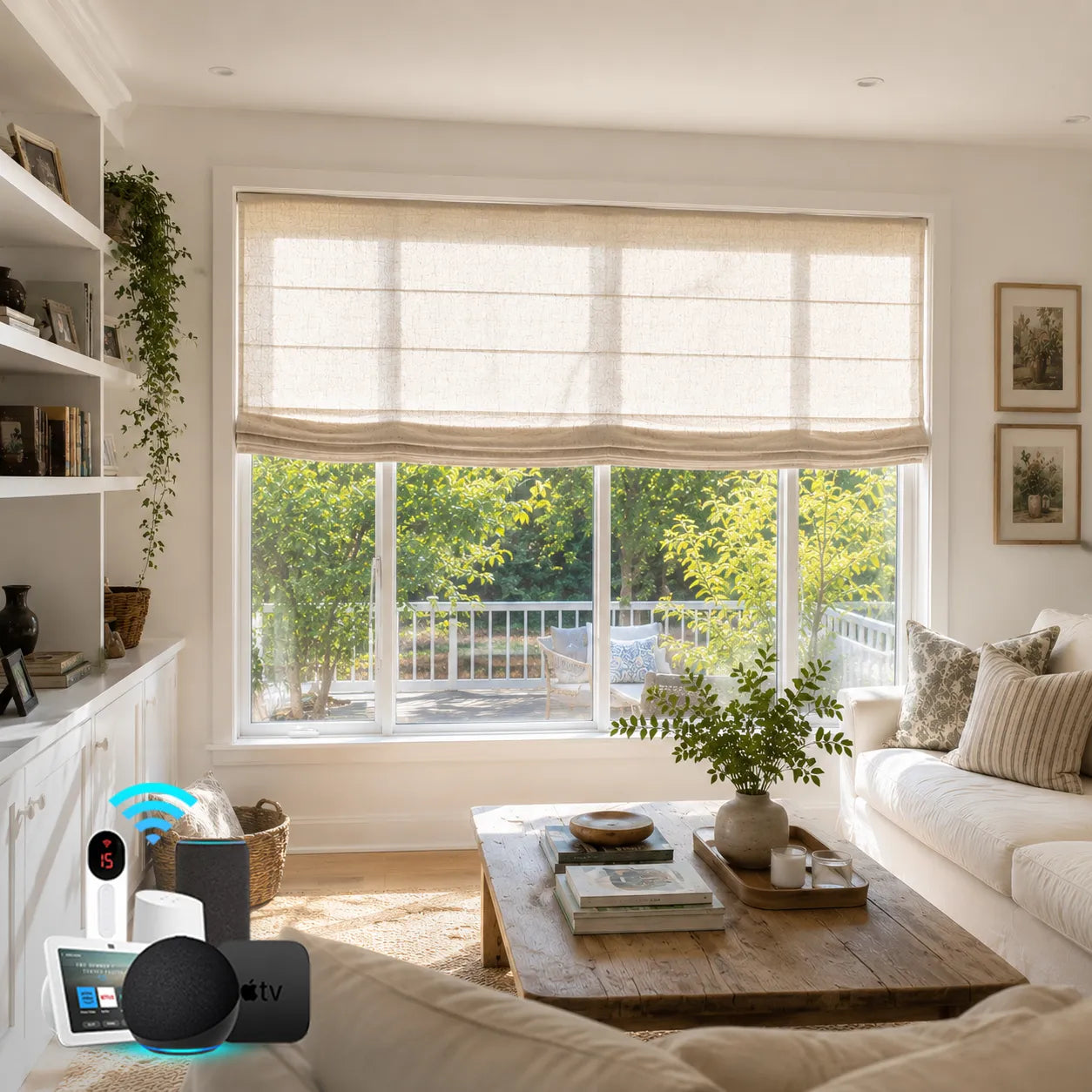 50%70%100% Blackout Motorized Linen Roman Shades
