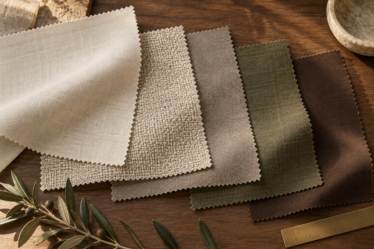 Premium fabric swatches for custom Roman shades