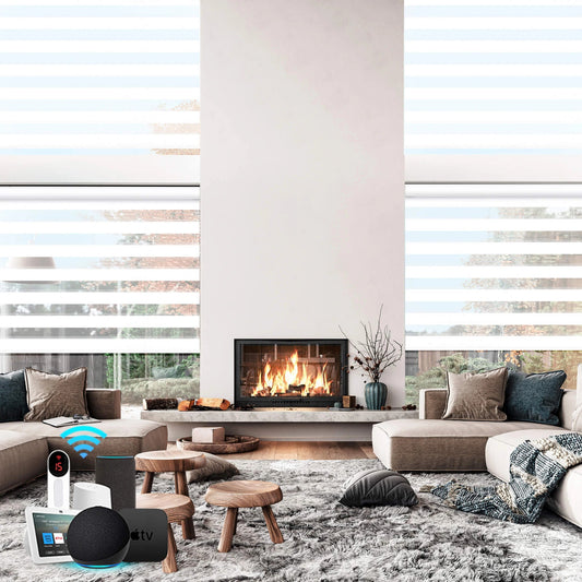 Motorized Zebra Roller Blinds 100% Blackout